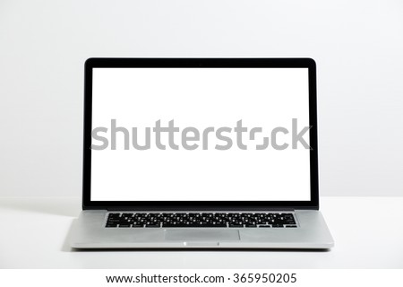 labtop on white background and white LED