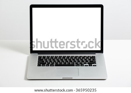 labtop on white background and white LED