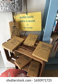 Labuan Bajo, Indonesia - June 2018 : A Unique  And Surpising Book-selling Concept, Blind Date With A Book. All Books Are Wrapped In Brown Paper, With Descriptions On It. 