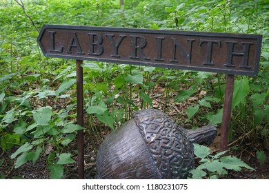 Labyrinth Sign  At Avalon Park In Stony Brook, NY