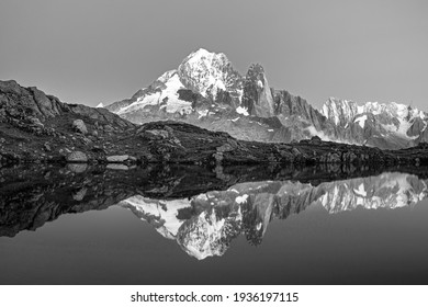 Lac Blanc lake and Mont Blanc (Monte Bianco) beautiful landscape view in Chamonix location. Beautiful outdoor scene in Vallon de Berard Nature Reserve, France - Powered by Shutterstock