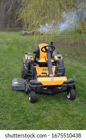 Lac De Madine, France - March 15th 2020 : Cub Cadet Yellow Tractor Mower