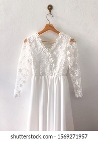 Lace Delicate White Wedding Dress Long Sleeve Vintage Style Taylor Made Clothing