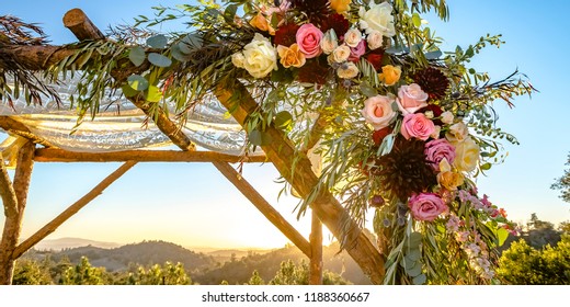 Lace and flowers on traditional Jewish Chuppah