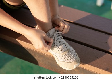 Lace Up Running Shoes Close-up