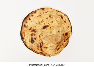 Lachha Paratha Isolated On White Background, Top View