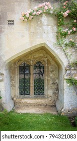 LACOCK, WILTSHIRE, JUNE 2016 - Unusual shaped medieval window at Lacock Abbey, Lacock, Wiltshire, UK
