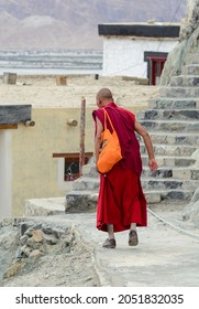 Ladakh, India - Jul 18, 2015. A young monk at Tibetan monastery in Ladakh, India.