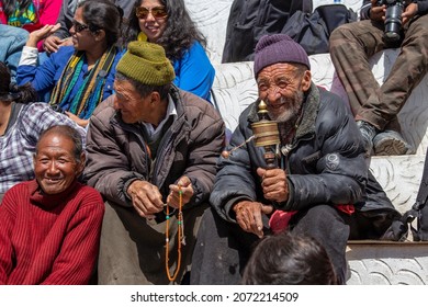 Ladakh, India - june 27, 2015 : Tibetan Buddhist people and tourist in Hemis Festival, that celebrates victory good over evil at Ladakh, North India