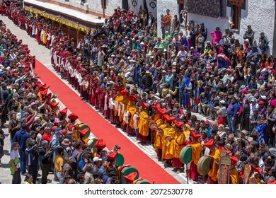 Ladakh, India - june 27, 2015 : Tibetan Buddhist people and tourist in Hemis Festival, that celebrates victory good over evil at Ladakh, North India