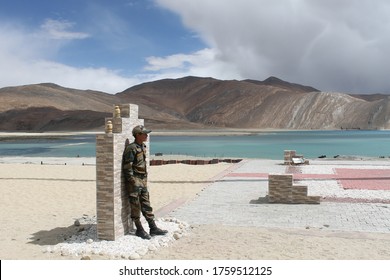 Ladakh, India - May, 2020: Indian Soldiers Are Guarding Near The Border With China, In Their Military Base.