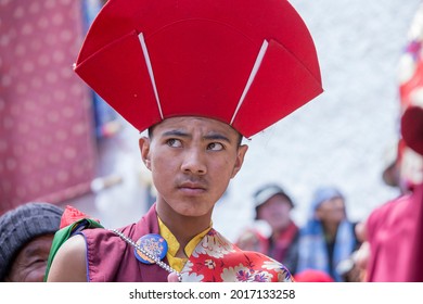 Ladakh, Northern India - june 26, 2015 : Tibetan young guy is participating Hemis Buddhist Festival at Ladakh, near Leh, North India
