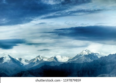 Ladakh is a region in the Indian state of Jammu and Kashmir that currently extends from the Siachen Glacier in the Karakoram range to the main Great Himalayas to the south. - Shutterstock ID 1197879859