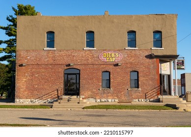 Ladd, Illinois - United States - October 3rd, 2022: Old Brick Building And Storefront In Ladd, Illinois.