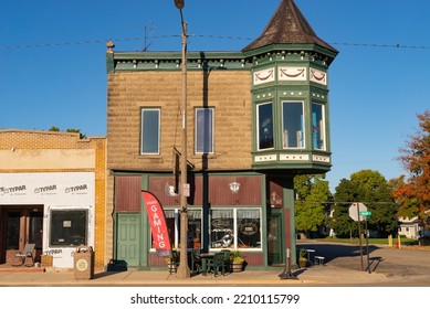 Ladd, Illinois - United States - October 3rd, 2022: Old Brick Building And Storefront In Ladd, Illinois.