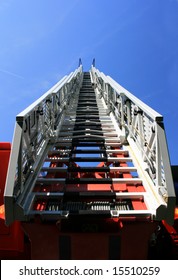 Ladder Of A Fire Truck Leading Towards The Sky