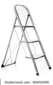 Ladder Isolated .  Metal Ladder Over White Background