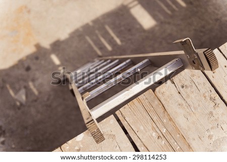 Ladder on a construction site. High angle view.
