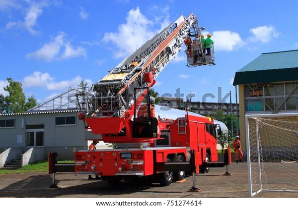 Ladder truck of emergency\
drills