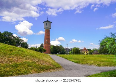 Ladenburg water tower. City landmark on the edge of Carl Benz Park.	
