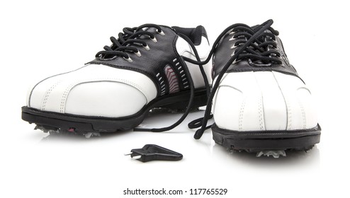 Ladies Golf Shoes Isolated On White