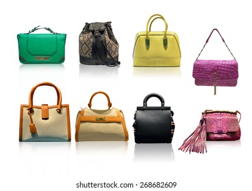 Ladies Handbags On White Background Stock Photo (Edit Now) 268682609