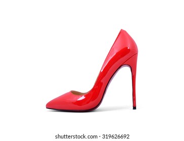 Ladies red patent leather shoes