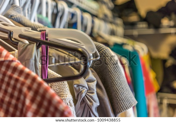 Ladies Wardrobe Full Clothes Hangers Stock Photo Edit Now 1009438855