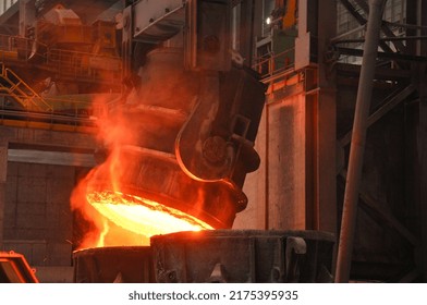 ladle for hot metal in metallurgical shop - Shutterstock ID 2175395935