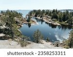 Ladoga lake. Islands in Lake Ladoga. Northern nature of Russia. Republic of Karelia