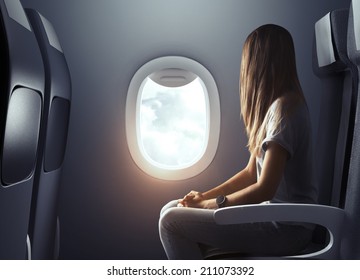 Lady in airplane