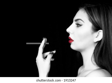 Lady Cigarette Black White Red Lips Stock Photo 1913247 | Shutterstock