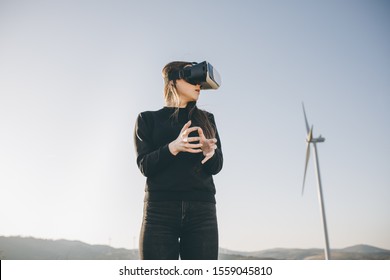 Lady Engineer Wind Farm Vr Glasses Stock Photo 1559045810 | Shutterstock