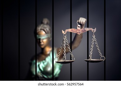 Lady Justice Against Jail Background