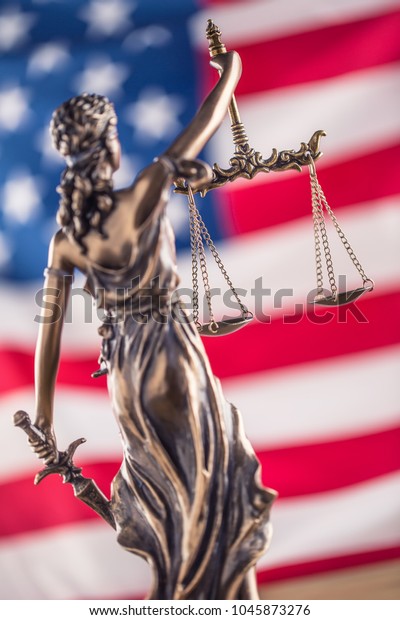 Lady Justice American Flag Background Stock Photo 1045873276 | Shutterstock