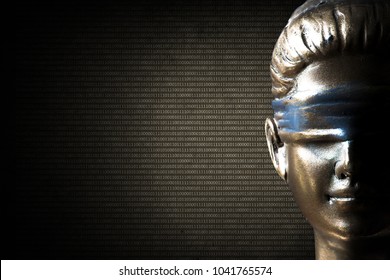 Lady Justice On Digital Background (Concept Of Artificial Intelligence Lawyer)