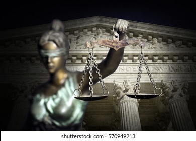 Lady Justice On The Supreme Court Of U.S. Background