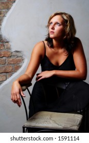 Lady and wall