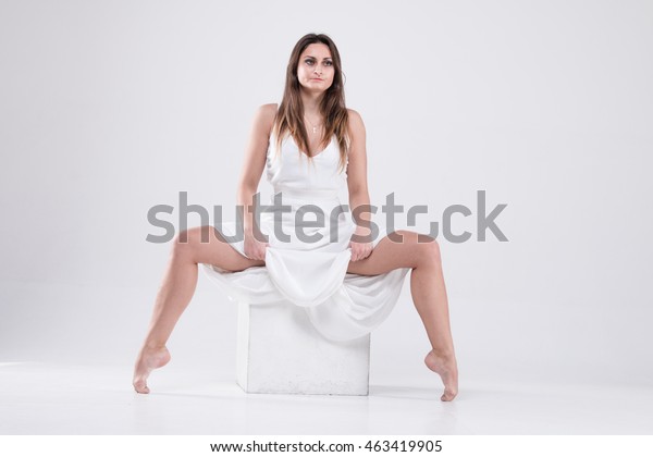 sexy girl in white dress