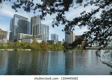 Ladybird Lake With Austin Skyline In Background.