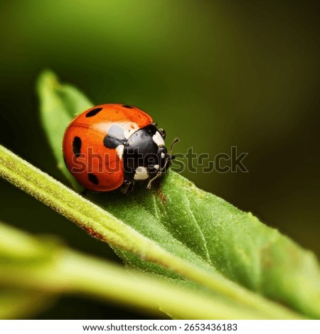 Ladybird in macro on leaf
