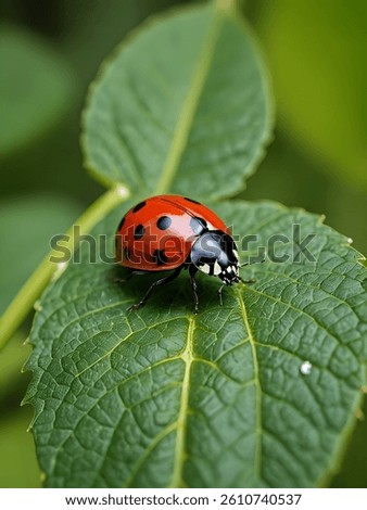 Ladybug on Green Leaf Macro Nature Insect Photography
