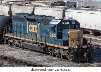 Lafayette - Circa March 2022: CSX Locomotive Train. CSX Transportation Operates A Class I Railroad In The US.