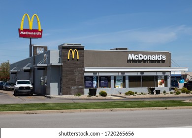 Lafayette - Circa May 2020: McDonald's Restaurant. McDonald's Is Offering Door Dash Delivery And Drive Thru Service During Social Distancing.