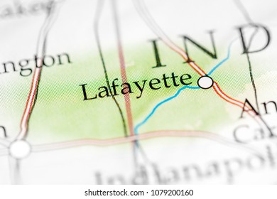 Lafayette, Indiana, USA On A Map. 