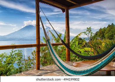 Lago De Atitlan With Volcan San Pedro, Guatemala, Central America