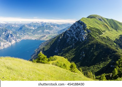 Lago di Garda lake from mountain Monte Baldo in Italy. Beautiful summer landscape. Travel in Europe - Shutterstock ID 454188430