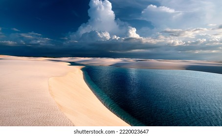 Lagoa Bonita -Pretty Lagoon -is Located In Lencois Maranhenses National Park In Brazilian State Of Maranhao. It Is One Of The Most Popular Fresh Water Lagoons In Lencois Maranhenses.