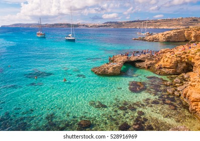 Lagoon in Comino Island in Malta