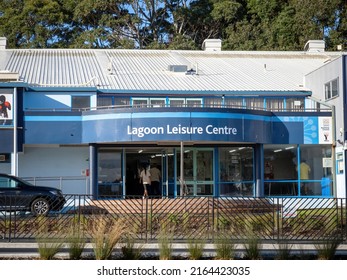 Lagoon Leisure Centre Building Entrance. Stock Photo. Auckland, New Zealand - June 4, 2022